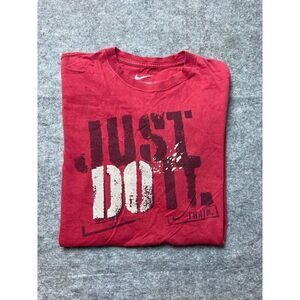 Nike Shirt Mens Medium Red Just Do It Straight Fit Cotton Athletic Tee